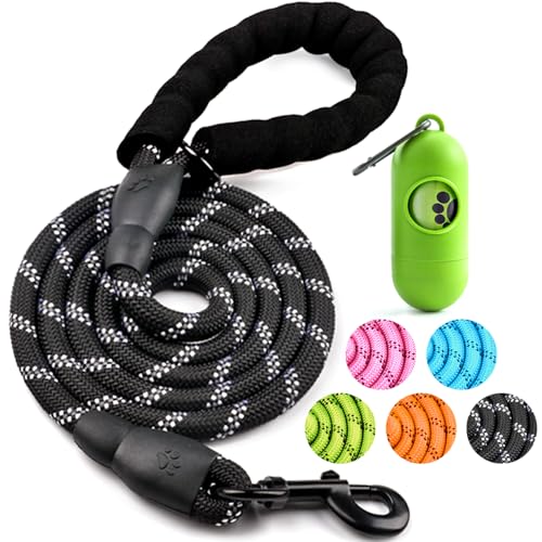 COOYOO Hundeleine, 1,8 m, strapazierfähig, bequemer gepolsterter Griff, 1,27 cm, reflektierend, für mittelgroße und große Hunde, mit Kotbeutelspender COOYOO Hundeleine, 1,8 m, strapazierfähig, bequemer gepolsterter Griff, 1,27 cm, reflektierend, für mittelgroße und große Hunde, mit Kotbeutelspender von COOYOO