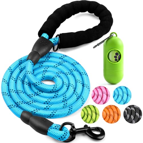 COOYOO Hundeleine, 1,8 m, strapazierfähig, bequemer gepolsterter Griff, 1,27 cm, reflektierend, für mittelgroße und große Hunde, mit Kotbeutelspender COOYOO Hundeleine, 1,8 m, strapazierfähig, bequemer gepolsterter Griff, 1,27 cm, reflektierend, für mittelgroße und große Hunde, mit Kotbeutelspender von COOYOO