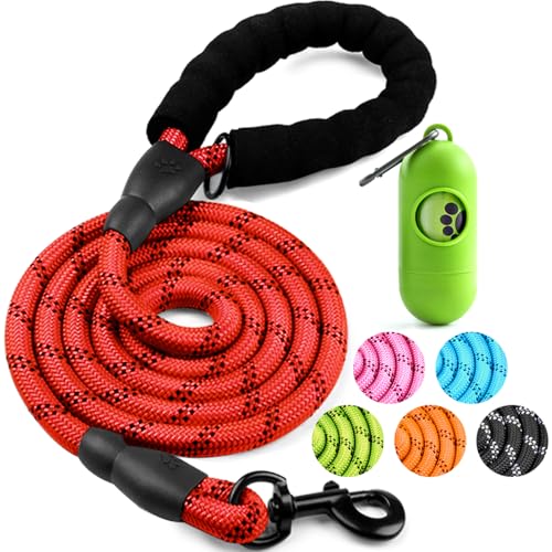 COOYOO Hundeleine, 1,8 m, strapazierfähig, bequemer gepolsterter Griff, 1,27 cm, reflektierend, für mittelgroße und große Hunde, mit Kotbeutelspender COOYOO Hundeleine, 1,8 m, strapazierfähig, bequemer gepolsterter Griff, 1,27 cm, reflektierend, für mittelgroße und große Hunde, mit Kotbeutelspender von COOYOO