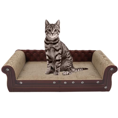 COOZMENT Katzenkratzsofa, Couch-Form, dicker Katzenkratzkarton, Katzen-Lounge-Bett für den Innenbereich, Katzensofa mit Kratzunterlage (70,1 cm L x 31 cm B x 18,8 cm H) von COOZMENT