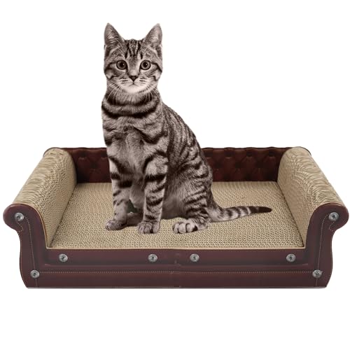 COOZMENT Kratzbrett in Sofa-Form, übergroßes gewelltes Katzenkratzbett, für Indoor-Katzen- und Kratzablage, luxuriöses Katzenbett mit Katzenminze (L x B x H): 57 x 31 x 16 cm von COOZMENT
