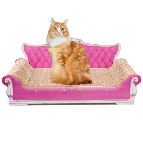 COOZMENT Kratzsofa, Couch-Form, dicker Kratzkarton, Lounge-Bett für drinnen und draußen, Sofa-Kratzunterlage (Rosa, 70,1 cm L x 31,5 cm B x 30 cm H) von COOZMENT