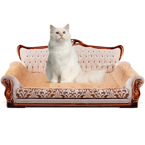 COOZMENT Kratzsofa, Couch-Form, dicker Kratzkarton, Lounge-Bett für drinnen und draußen, Sofa-Kratzunterlage (Silber, 70,1 cm L x 31,5 cm B x 30 cm H) von COOZMENT