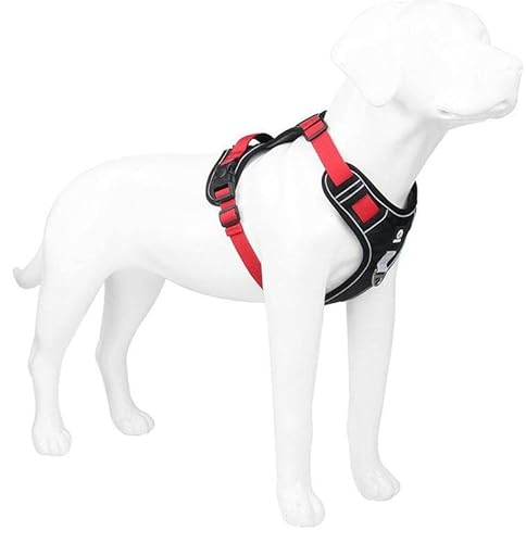 CORGIOLOGY | HT-517 | Hundegeschirr für alle Hunde, Brustgeschirr. Mesh-Gewebe. atmungsaktives Gewebe. Reflektierender Streifen. Für Alle Hunde geeignet, 4 Farben verfügbar. (L, ROT) von CORGIOLOGY