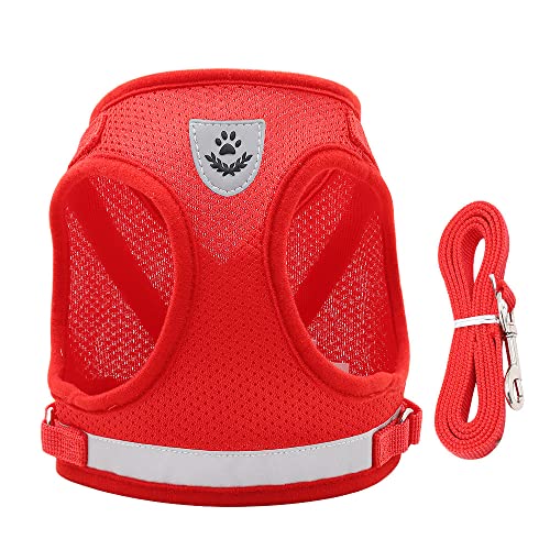 CORGIOLOGY HT-844 | Hundegeschirrset für alle Hunde, Brustgeschirrset, Mesh-Gewebe, Atmungsaktives Gewebe. Reflektierender Streifen, Für Alle Hunde geeignet, 4 Farben vefvügbar. (S, ROT) von CORGIOLOGY