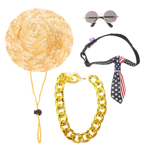 CORHAD Katzenhalsband Hut Haustier Kit Zubehör Set Katze Goldene Halskette Haustier Brille Kätzchen Sonnenbrille CORHAD Katzenhalsband Hut Haustier Kit Zubehör Set Katze Goldene Halskette Haustier Brille Kätzchen Sonnenbrille von CORHAD