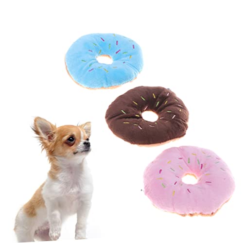 CORHAD 12 Stück üsch Hunde Kauspielzeug Im Donut Design Quietschendes Geräuschspielzeug Für Welpen Beißspielzeug Rosa Blau Und Je 4 Stück Für Interaktiven Spielspaß von CORHAD