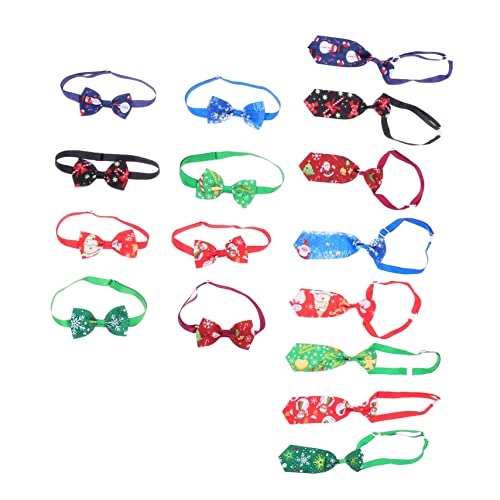 CORHAD 16 Stück Teiliges Weihnachts Haustier mit Weichen Bequemen Halsbändern und Festlichen Fliegen für Hunde und Katzen Komfortables Webmaterial für Weihnachtsfeiern und Winterpartys von CORHAD