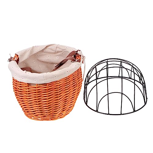 CORHAD 1Stück Fahrradkorb Rattan Für Haustiere Robuster Vorderkorb Für Katzen Und Wasserbeständig Für Einkäufe Und Ausflüge Mit Ihrem Tier von CORHAD