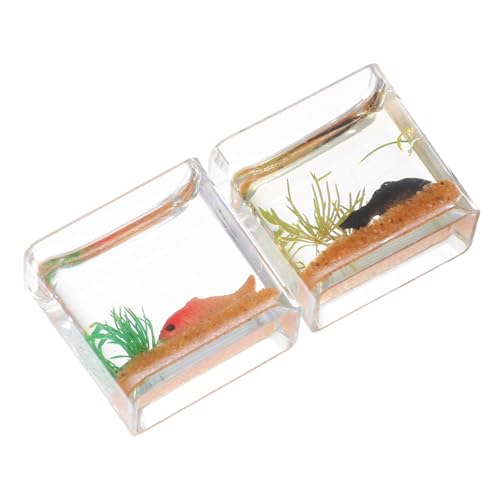 CORHAD 2 Stück Maßstab Realistisches Kleines Aquarium Dekoration für Puppenhaus Mini Goldfischschale als Tischdeko und Kleine Fischbecken für Sammler CORHAD 2 Stück Maßstab Realistisches Kleines Aquarium Dekoration für Puppenhaus Mini Goldfischschale als Tischdeko und Kleine Fischbecken für Sammler von CORHAD