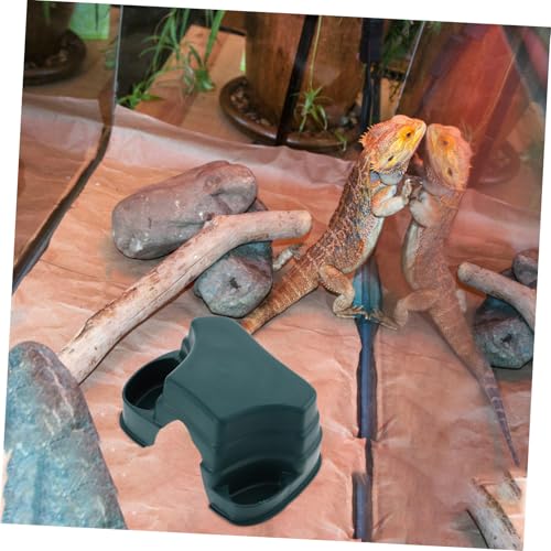 CORHAD 2 Stück Reptilien Versteckhöhle aus Multifunktionale Schildkröten Höhle mit Fress und Wassernapf Sichere Terrarium Dekoration für Bartagamen Schlangen und Spinnen von CORHAD