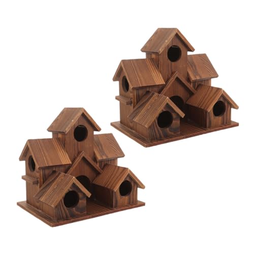 CORHAD 2 Stück Teiliges Outdoor Vogelhaus aus Naturholz Wetterfestes Rustikales Vogelhäuschen mit Futterstelle Nachhaltiges Brutbeobachtungshaus für Garten Terrasse und Hofdekoration von CORHAD