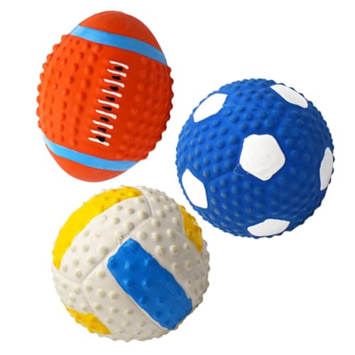 CORHAD 3stücke Teiliges Haustier-spielzeugset Aus Latex Kauspielzeug Mit Geräusch Für Hunde Zum Spielen Und Zähneputzen Volleyball Fußball Rugby von CORHAD