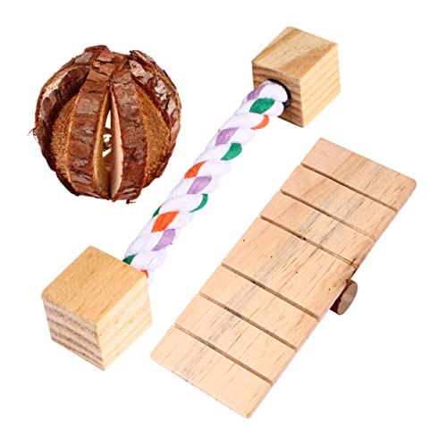 CORHAD 3stücke Holzspielzeug Für Kleine Haustiere Hamster Squirrel Papagei Spielzeug Sicheres Kauen Und Spielen Für Kleine Nager Und Vögel Aus Massivem Holz Gefertigt von CORHAD
