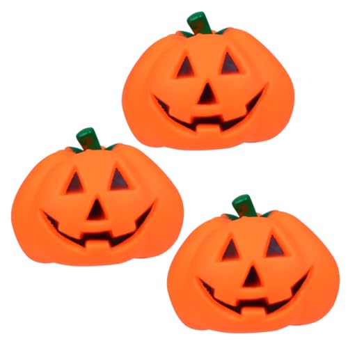 CORHAD 3 Stück Teiliges Halloween Hundespielzeug Kürbisform Interaktiver Quietschball aus Hochwertigem Kunststoff Sicherer Spielball für Haustiertraining und Iq Bunte Zufallsfarben von CORHAD