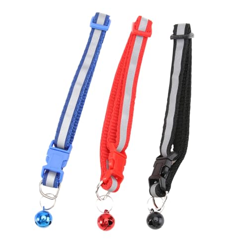 CORHAD 3 Stück Teiliges Verstellbares Reflektierendes Hundehalsband mit Glöckchen für Kleine Hunde Welpen in Rot Blau Leichtes Sicheres mit Kunststoffverschluss Verstellbar bis Geeignet von CORHAD