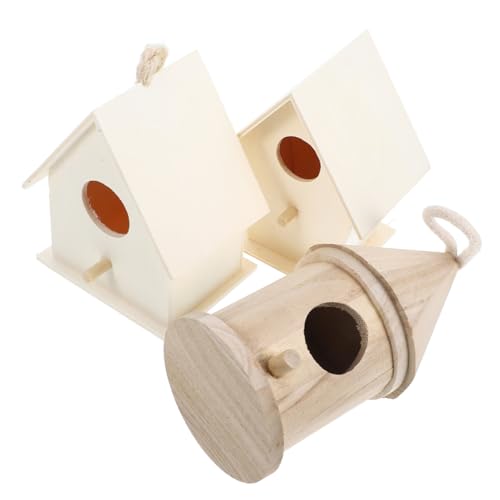 CORHAD 3 Teiliges DIY Vogelhaus aus Holz Naturbelassen mit Großem Eingang zum Bemalen und Dekorieren Inklusive Robustem Aufhängeseil als Nistplatz und Gartendeko für Kleine Wildvögel CORHAD 3 Teiliges DIY Vogelhaus aus Holz Naturbelassen mit Großem Eingang zum Bemalen und Dekorieren Inklusive Robustem Aufhängeseil als Nistplatz und Gartendeko für Kleine Wildvögel von CORHAD