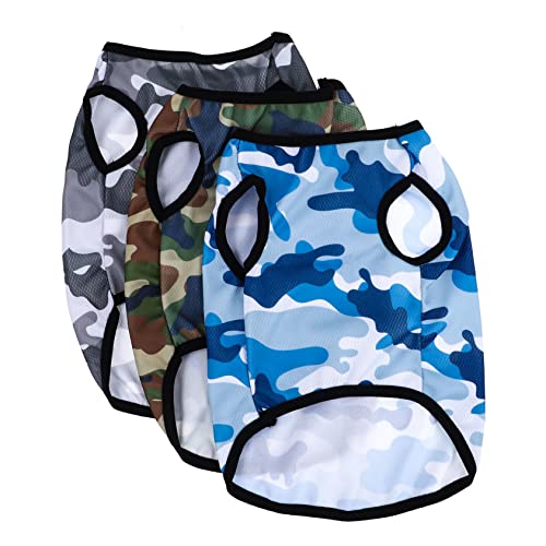 CORHAD 3stücke Hundebekleidung Camouflage-Shirt Für Kleine Hunde Atmungsaktive Sommerweste Bequeme Und Pflegeleichte Haustierkleidung Für Outdoor-aktivitäten von CORHAD
