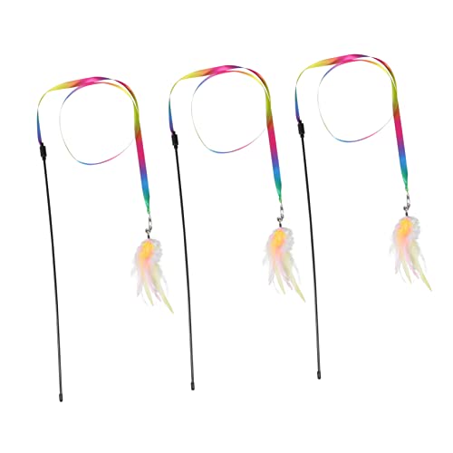 CORHAD 3stücke Interaktive Katzenangel Mit Bunten Ribbons Und Federn Indoor Outdoor Spielzeug Für Katzen Fördert Spiel Und Bindung Mit Ihrem Haustier CORHAD 3stücke Interaktive Katzenangel Mit Bunten Ribbons Und Federn Indoor Outdoor Spielzeug Für Katzen Fördert Spiel Und Bindung Mit Ihrem Haustier von CORHAD