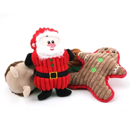 CORHAD Quietschspielzeug Für Hunde 3-teiliges Set Plüschspielzeug Mit Sound Interaktives Kauspielzeug Für Hunde Und Katzen Weihnachtsmann Schneemann Rehkitz Heimtierbedarf CORHAD Quietschspielzeug Für Hunde 3-teiliges Set Plüschspielzeug Mit Sound Interaktives Kauspielzeug Für Hunde Und Katzen Weihnachtsmann Schneemann Rehkitz Heimtierbedarf von CORHAD