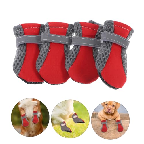 CORHAD 4 Stück Atmungsaktive Hundeschuhe mit Rutschfester Sohle Verstellbare Pfotenschützer aus Mesh für Kleine Hunde Bequeme Haustier Schuhe für Sicheren Sitz und Schutz von CORHAD