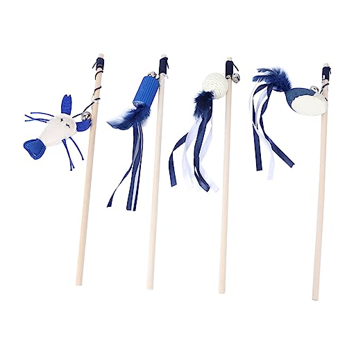 CORHAD 4stücke Katzen-Spielzeug Mit Holzgriff Und Glöckchen Interaktive Katzenspielzeuge Für Zuhause Inklusive Zufälligem Design Blau von CORHAD