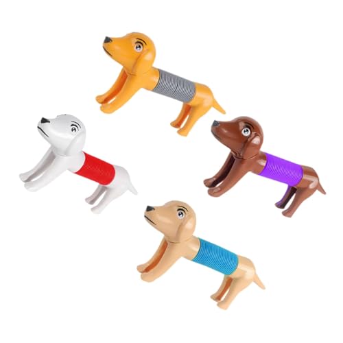 CORHAD 4 Stück Interaktives Teiliges Pop Tube Hundespielzeug mit Niedlichem Welpen Design Farbenfrohes DIY Stressabbau für Hunde und Partyspaß Langlebig und Flexibel zum Drücken und von CORHAD