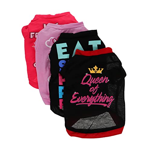 CORHAD 4 Stück Teiliges Hundeshirt für Kleine Hunde Atmungsaktives Leichtes Bequemes Sommer Tanktop mit Lockerem Schnitt für Freie Bewegung Geeignet für Welpen und Kleine Haustiere von CORHAD