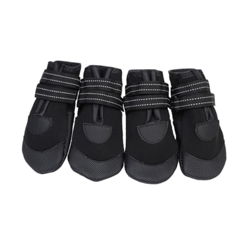 CORHAD 4 Stück wasserdichte Hundeschuhe Rutschfester Sohle und Reflektierendem Material Atmungsaktive Warme Herbst Winter pfotenschutz Schuhe für Kleine Hunde Schwarzes Neoprengewebe von CORHAD
