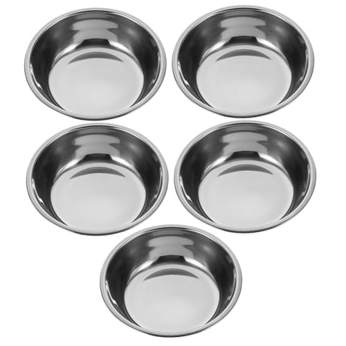CORHAD 5 Stück Teiliges Edelstahl Haustier Napf Langlebige Runde Futternäpfe für Katzen und Hunde Wiederverwendbare Fressnäpfe mit Rutschfestem Boden Leicht zu Reinigen und Robust für von CORHAD