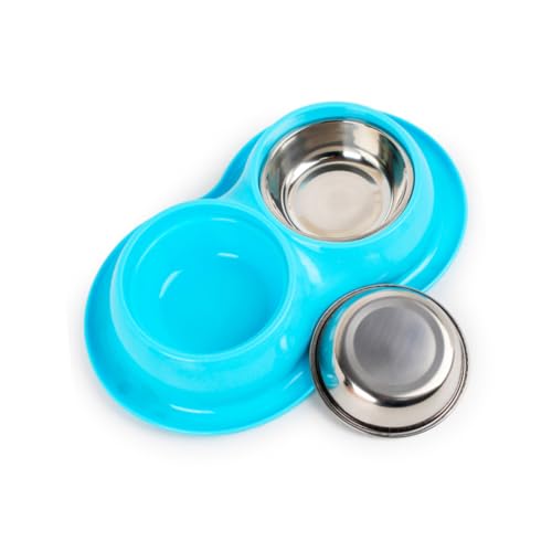 CORHAD Antibakterieller Zweifacher Futternapf für Hunde und Katzen Abnehmbar Leicht zu Reinigen Platzsparend Geeignet für Kleine Haustiere Hygienisch und Praktisch Zufällige Farbe von CORHAD