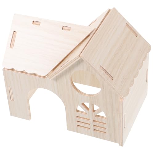 CORHAD Hamster Holzhaus aus Natürlichem Langlebigem Material Gemütliches Versteck und Schlafhaus für Zwerghamster Kleine Mäuse und Nagetiere Sicher und Komfortabel für Haustiere von CORHAD