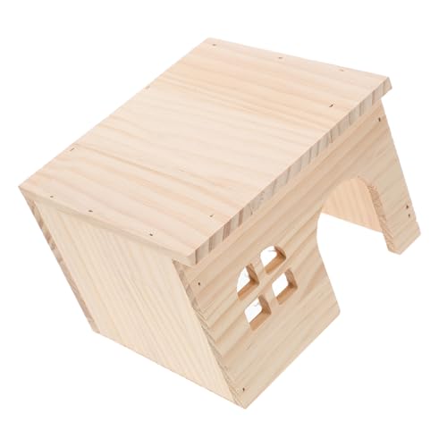 CORHAD Hamster Versteck aus Natürlichem Holz Großes Holzhaus mit Futterplattform Einfach zu Montieren und Reinigen Geeignet für Kleintiergehege Kaninchen und Hamsterkäfige von CORHAD