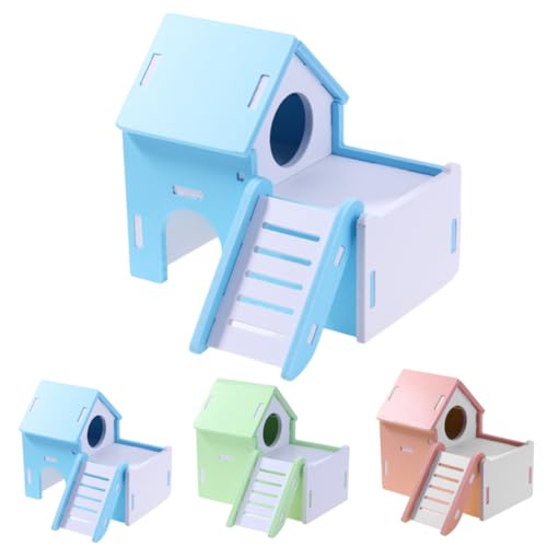 CORHAD Hamsterhaus aus Natürlichem Holz Zweistöckige Villa mit Leiter Geräumiges Schlafnest Robust Fördert Verstecken und Nagen für Zwerghamster und Kleine Nagetiere Blau CORHAD Hamsterhaus aus Natürlichem Holz Zweistöckige Villa mit Leiter Geräumiges Schlafnest Robust Fördert Verstecken und Nagen für Zwerghamster und Kleine Nagetiere Blau von CORHAD