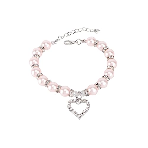 CORHAD Pet Necklace Mit Kristallherz- Verstellbar Aus Kunstperlen Und Strass Für Katzen Und Hunde s Für Partys Und Besondere Anlässe von CORHAD
