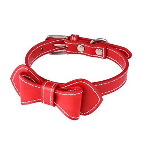 CORHAD Pu Und Hundehalsband Mit Schleife Praktisches Und Modisches Für Haustiere Langlebiges Pu-Material Für Fotoshootings Rot von CORHAD