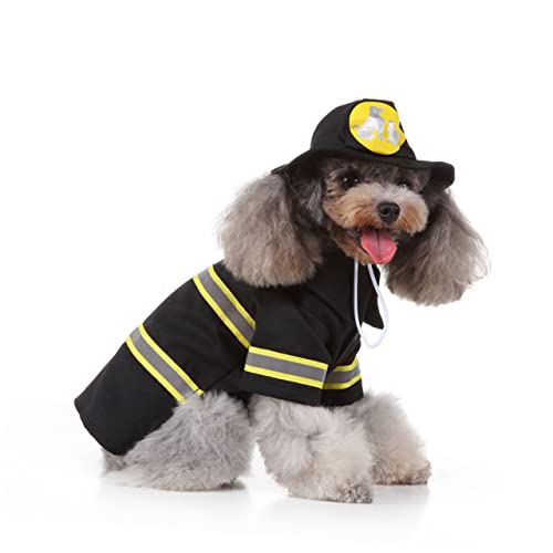 CORHAD Hundekleidung Feuerwehruniform für Haustiere XL Transformiertes Kostüm für Hunde Katzen und Welpen Bequemes Material Schwarz von CORHAD