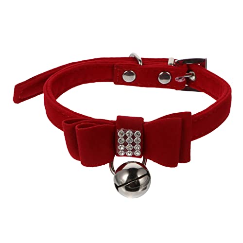 CORHAD Bezauberndes Haustierhalsband Mit Strass-Schleife Verstellbares Samthalsband Für Katzen Und Hunde Zum Verkleiden Von Haustier-Accessoires Rot von CORHAD