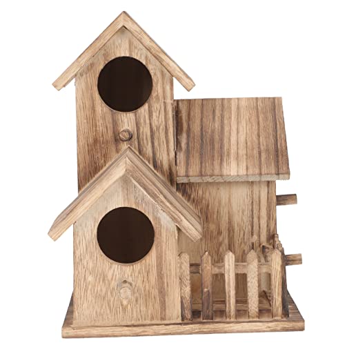 CORHAD Holz Vogelhaus Nistkasten für Wellensittiche Parakeet Brutnest Wetterfestes Vogelhäuschen mit Mehrfachem Futterzugang für Garten Outdoor Dekoration und Brutunterstützung von CORHAD