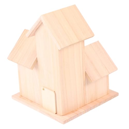 CORHAD Holz Vogelhaus mit DREI Zimmern Großes Vogelnest Wetterfestes Nistkasten Gartenhaus DIY Bemalbares Holzhaus für Kleine Vögel Wie Kanarienvögel Papageien und von CORHAD