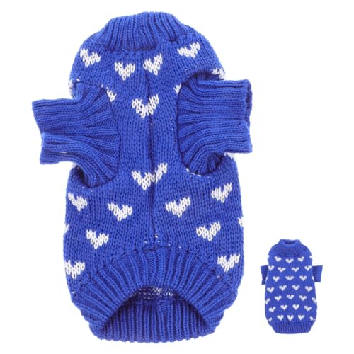 CORHAD Hundepullover für Kleine Hunde Gestrickt mit Herzmuster Weicher Leichter Acrylstoff Warm und Bequem Maschinenwaschbar XL Modischer Haustierpullover für Valentinstag von CORHAD