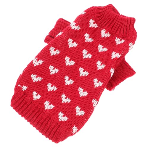CORHAD Hundepullover für Kleine Hunde mit Herzmuster Gestrickter Warmer Winterpullover mit Rundhalsausschnitt Modische Hundebekleidung für Welpen S Passform für Kleine Haustiere von CORHAD