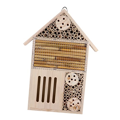 CORHAD Insektenhotel Holzhaus zum Aufhängen mit Nisthilfen und Natürlichem Schutz für Wildbienen Schmetterlinge und Wetterfestes Bienenhaus Garten Dekoration von CORHAD