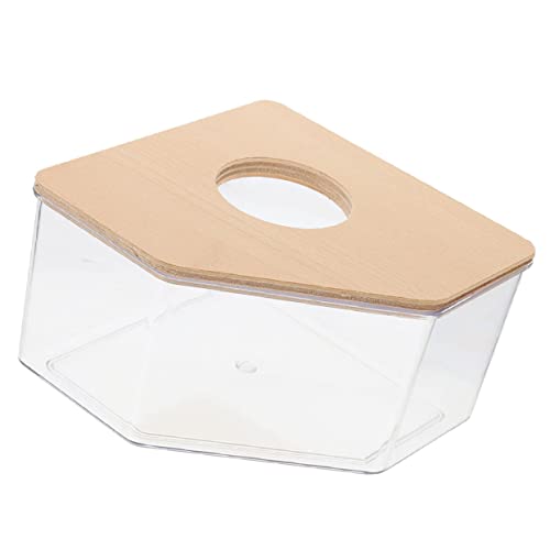 CORHAD Große Dreieckige Acryl-sandbadebox Für Hamster Meerschweinchen Katzentoilette Gelber Holzdeckel CORHAD Große Dreieckige Acryl-sandbadebox Für Hamster Meerschweinchen Katzentoilette Gelber Holzdeckel von CORHAD
