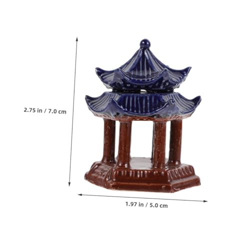 CORHAD Keramik Pavillon Aquarium Deko Doppelstock Sechseckig Fischbecken Ornament Wasserlandschaft Bonsai Zubehör Traditionell Chinesisch Langlebig Installieren von CORHAD