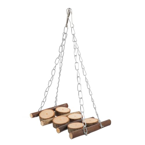 CORHAD Papageien Holzschaukel Natürliches Kauspielzeug Vogelkäfig Hängeschaukel Robust Langlebig für Wellensittiche Nymphensittiche Kleine Vögel Spielplatz Kletterspaß von CORHAD