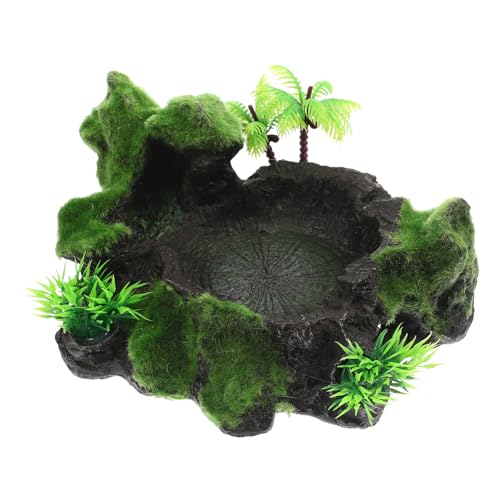 CORHAD Reptilien Futternapf aus Langlebigem Resin mit Natürlicher Farbgebung Kippfestes Design für Wasserschale und Futter Geeignet für Echsen Geckos Schlangen und Schildkröten im von CORHAD