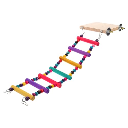 CORHAD Parrot Swing Toy Bunte Holzleiter Für Vögel Kletterspielzeug Mit Plattform Und Leiter Für Wellensittiche Und Nymphensittiche Sicheres Und Unterhaltsames Spielzeug Für von CORHAD