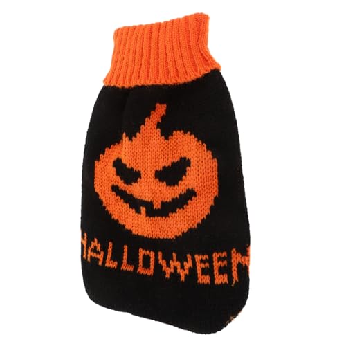 CORHAD Warmer Hundepullover Halloween Kostüm für Kleine Hunde Weicher Gefütterter Strickpullover mit Kürbis-Motiv Bequeme Haustierkleidung für Alltag Party und Fotoshootings von CORHAD