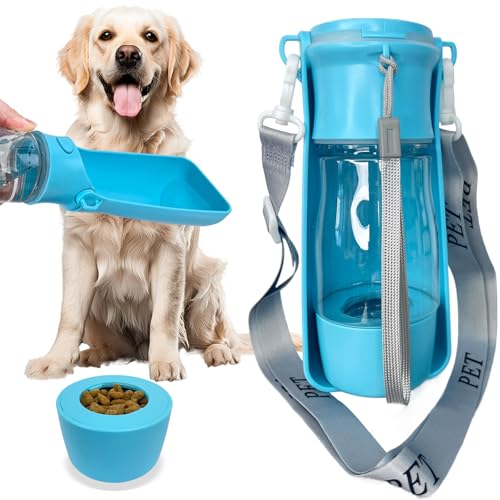 CORIMEI Tragbare Hunde Wasserflasche 2 in 1 - Hund Reise Wasserflasche mit Futterbehälter - Hund Wassernapf Spender, Leicht & Auslaufsicher, Ideal für Hund, Katze Spazierengehen, Wandern, Reisen CORIMEI Tragbare Hunde Wasserflasche 2 in 1 - Hund Reise Wasserflasche mit Futterbehälter - Hund Wassernapf Spender, Leicht & Auslaufsicher, Ideal für Hund, Katze Spazierengehen, Wandern, Reisen von CORIMEI